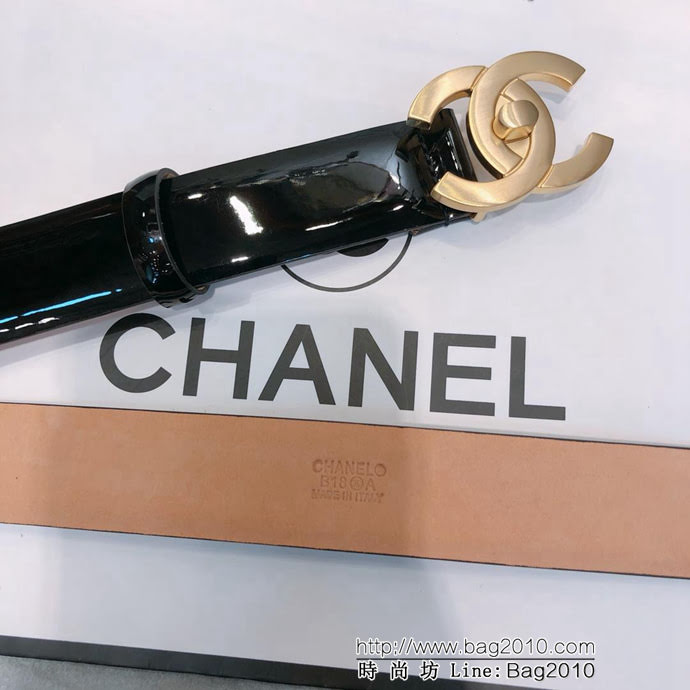 CHANEL香奈兒 18新款 31mm精品 cc經典銅扣 進口皮漆皮面料 時尚百搭款皮帶 網紅熱銷款  xfp1157